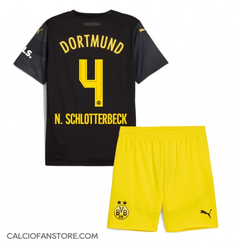 Maglia Calcio Borussia Dortmund Nico Schlotterbeck #4 Seconda Divisa Bambino 2024-25 Manica Corta (+ pantaloncini)